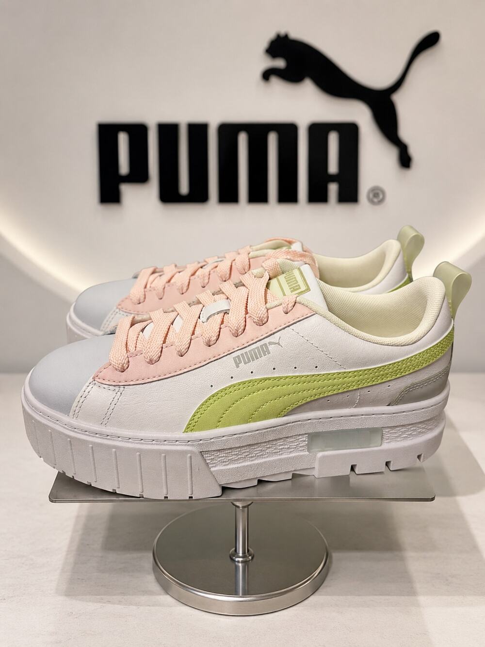 Puma Mayze Lth Pop Wns Platform Sneakers Puma White Womens Size 9